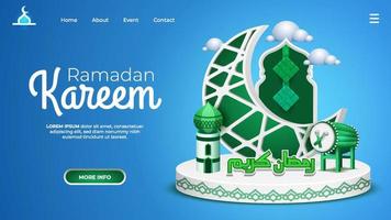 Ramadan atterrissage page avec Trois dimension concept vecteur