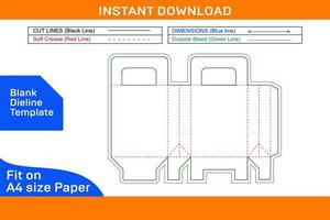 chaussure papier boîte avec gérer, cadeau boîte dieline modèle et 3d boîte conception rendre fichier Vide dieline modèle vecteur