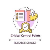 critique contrôle points concept icône. prévenir et réduire des risques. haccp système élément abstrait idée mince ligne illustration. isolé contour dessin. modifiable accident vasculaire cérébral vecteur
