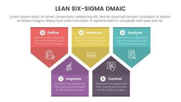 dmaic lss maigre six Sigma infographie 5 point étape modèle avec badge La Flèche forme information concept pour faire glisser présentation vecteur