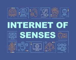 l'Internet de toucher mot concepts foncé bleu bannière. en utilisant ai et vr. infographie avec modifiable Icônes sur Couleur Contexte. isolé typographie. vecteur illustration avec texte