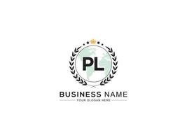 minimaliste PL logo icône, Créatif PL luxe couronne lettre logo conception vecteur