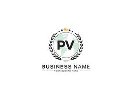 minimaliste pv logo icône, Créatif pv luxe couronne lettre logo conception vecteur