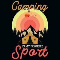 conception de t-shirt de camping vecteur