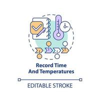 record temps et les températures concept icône. contrôle système. haccp sur entraine toi abstrait idée mince ligne illustration. isolé contour dessin. modifiable accident vasculaire cérébral vecteur
