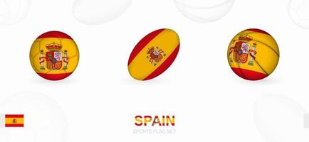 des sports Icônes pour football, le rugby et basketball avec le drapeau de Espagne. vecteur