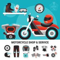 illustration de magasin et de service de moto vecteur