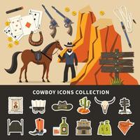 collection d & # 39; icônes de cow-boy vecteur