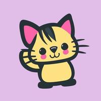 mignonne kawaii chaton personnage illustration, vecteur autocollant avec pastel Couleur Contexte.