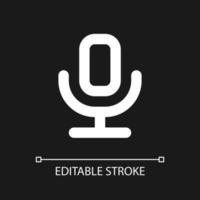 microphone pixel parfait blanc linéaire ui icône pour foncé thème. voix message. record l'audio. vecteur ligne pictogramme. isolé utilisateur interface symbole pour nuit mode. modifiable accident vasculaire cérébral