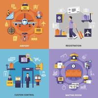 jeu d & # 39; icônes aéroport 2x2 vecteur