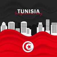 vecteur de la fête de l'indépendance avec des drapeaux de la Tunisie.