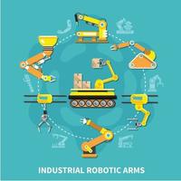 illustration vectorielle de bras robotique composition ronde vecteur