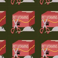 modèle avec vitamines pour animaux, chats, chiens, jouet Souris et ciseaux, animal de compagnie se soucier. vecteur