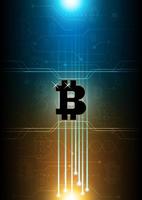crypto-monnaie numérique bitcoin doré et noir, argent numérique futuriste, concept de réseau de circuit technologique. conception d'illustration vectorielle. vecteur