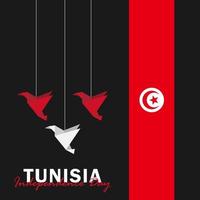 vecteur de la fête de l'indépendance avec des drapeaux de la Tunisie.