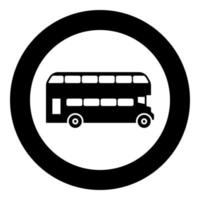 autobus à impériale Londres autobus ville transport double decker tourisme icône dans cercle rond noir Couleur vecteur illustration image solide contour style