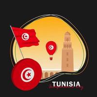 vecteur de la fête de l'indépendance avec des drapeaux de la Tunisie.