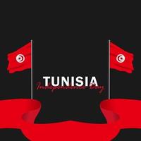 vecteur de la fête de l'indépendance avec des drapeaux de la Tunisie.