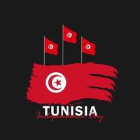 vecteur de la fête de l'indépendance avec des drapeaux de la Tunisie.