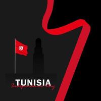 vecteur de la fête de l'indépendance avec des drapeaux de la Tunisie.