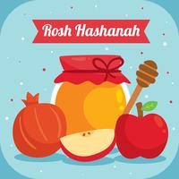 Vecteur de l'élément plat Rosh Hashanah
