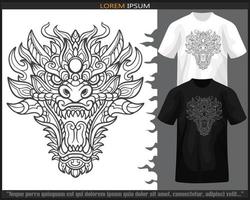 dragon tête mandala les arts isolé sur noir et blanc t chemise. vecteur