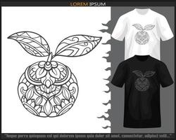 Orange fruit mandala les arts isolé sur noir et blanc t chemise. vecteur