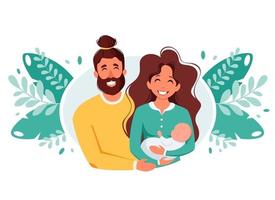 famille heureuse avec bébé nouveau-né. journée internationale des familles. illustration vectorielle vecteur