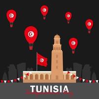 vecteur de la fête de l'indépendance avec des drapeaux de la Tunisie.