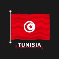 vecteur de la fête de l'indépendance avec des drapeaux de la Tunisie.