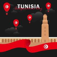 vecteur de la fête de l'indépendance avec des drapeaux de la Tunisie.