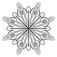 mandala de fleur de contour noir. doodle élément décoratif rond pour cahier de coloriage isolé sur fond blanc. cercle géométrique floral. vecteur