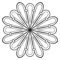 mandala de fleur de contour noir. doodle élément décoratif rond pour cahier de coloriage isolé sur fond blanc. cercle géométrique floral. vecteur