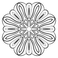 mandala de fleur de contour noir. doodle élément décoratif rond pour cahier de coloriage isolé sur fond blanc. cercle géométrique floral. vecteur