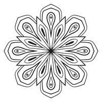 mandala de fleur de contour noir. doodle élément décoratif rond pour cahier de coloriage isolé sur fond blanc. cercle géométrique floral. vecteur