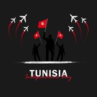 vecteur de la fête de l'indépendance avec des drapeaux de la Tunisie.