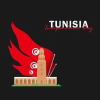 vecteur de la fête de l'indépendance avec des drapeaux de la Tunisie.