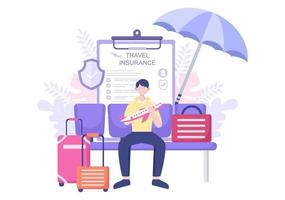 concept d'assurance voyage et voyage pour les accidents, protéger la santé, les risques d'urgence pendant les vacances. illustration vectorielle vecteur
