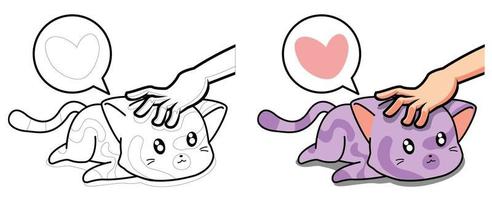 être aimé coloriage de dessin animé de chat pour les enfants vecteur