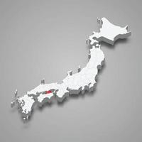 kagawa Région emplacement dans Japon 3d carte vecteur