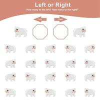 la gauche ou droite Jeu pour les enfants. feuille de travail activité pour préscolaire enfants. éducation math imprimable feuille de travail à compte Comment beaucoup sont la gauche et droite. vecteur illustration.