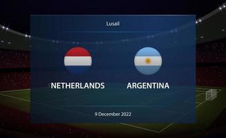 Pays-Bas contre Argentine. Football tableau de bord diffuser graphique vecteur