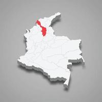 bolivar Région emplacement dans Colombie 3d carte vecteur