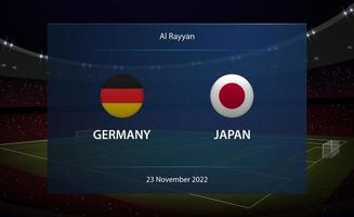 Allemagne contre Japon. Football tableau de bord diffuser graphique vecteur