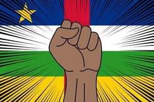 Humain poing serré symbole sur drapeau de central africain république vecteur