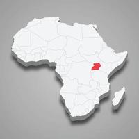 pays emplacement dans Afrique. 3d carte Ouganda vecteur