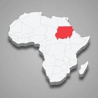 pays emplacement dans Afrique. 3d carte Soudan vecteur