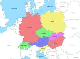 carte de central L'Europe  avec les frontières de le des pays. vecteur