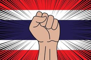 Humain poing serré symbole sur drapeau de Thaïlande vecteur